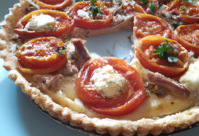 Tarte au thon, tomates et fromage facile 