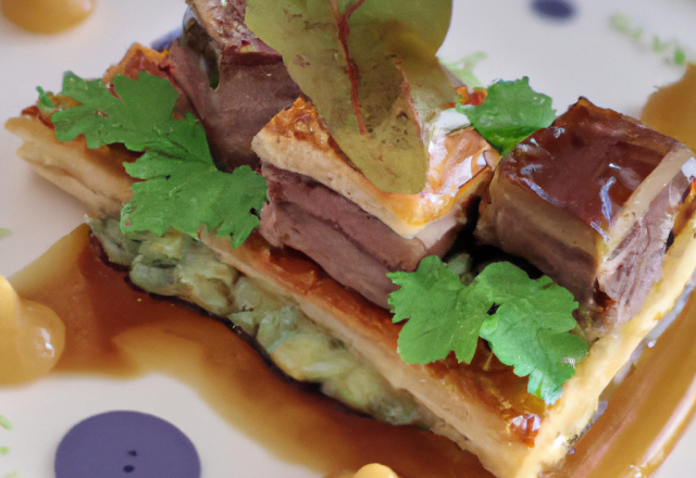 Millefeuille de canard au Roquefort