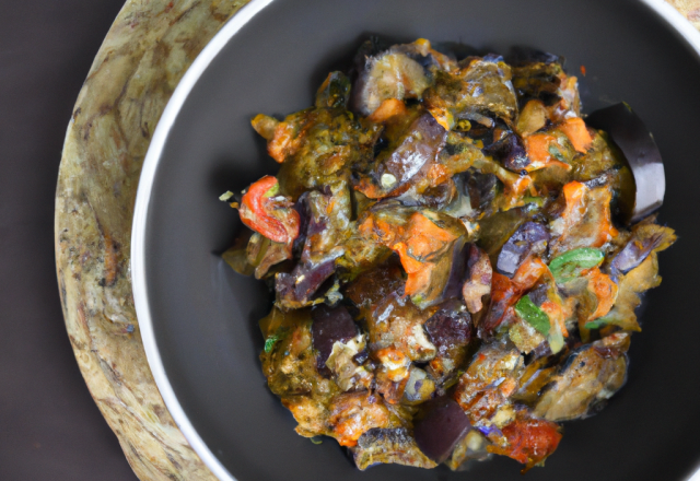 Poêlée d'aubergines et ses petits légumes