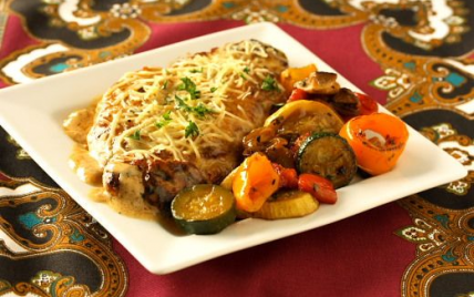 Escalope de veau aux lardons et champignons, sauce Marsala