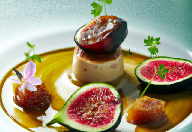 Emulsion de foie gras et dés de figues aux boukha