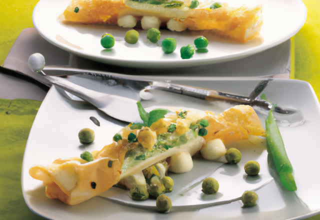 Flûtes en crêpe au fromage et pois-chiche