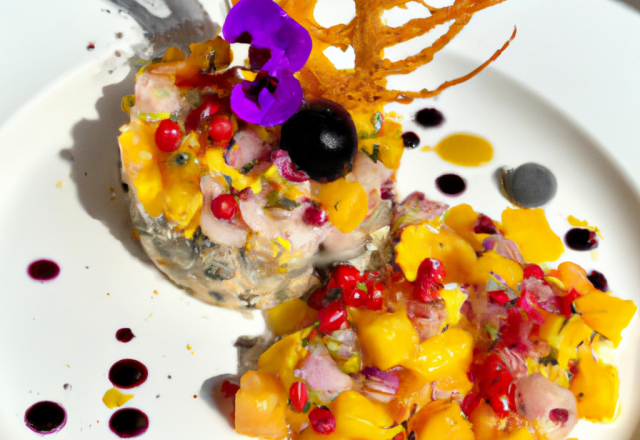 Tartare de Saint-Jacques aux fruits de la passion et gingembre