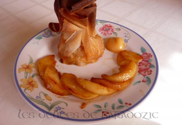 Aumônière aux pommes sauce caramel au beurre salé