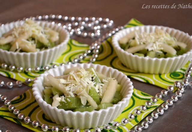 Salade de poires, kiwis et chocolat blanc