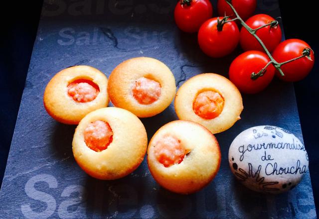 Financiers salés tomate, féta et basilic