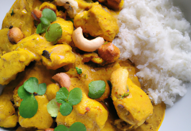 Poulet au curry gingembre et noix de coco