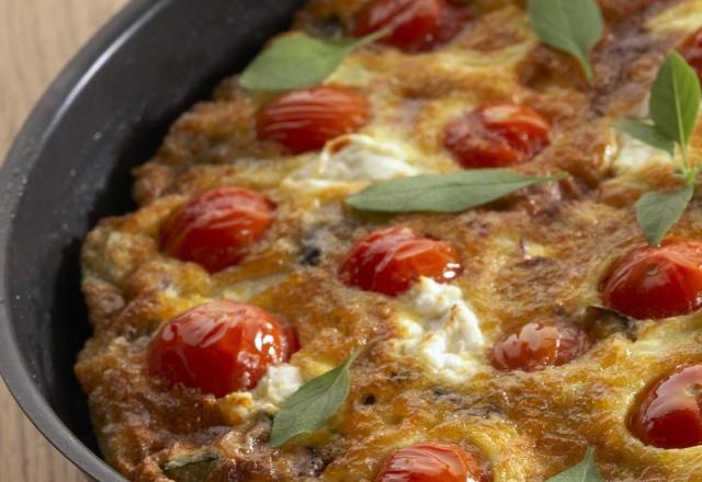 Fritatta au chèvre et tomate cerises