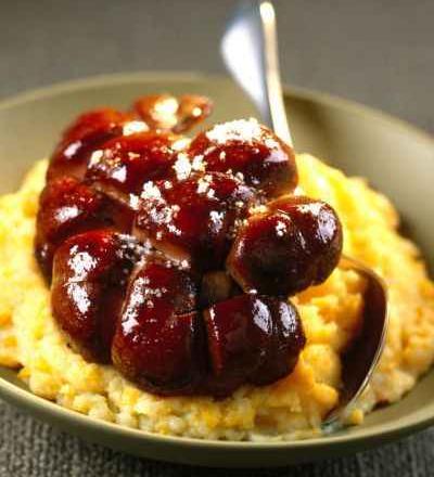 Rognons de génisse caramélisés et purée à la fourchette