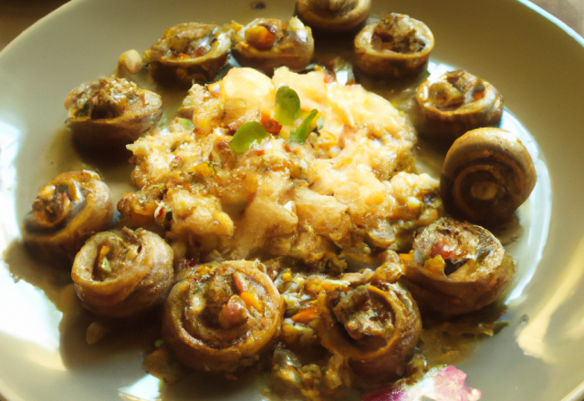 Escargots de Bourgogne au risotto de blé