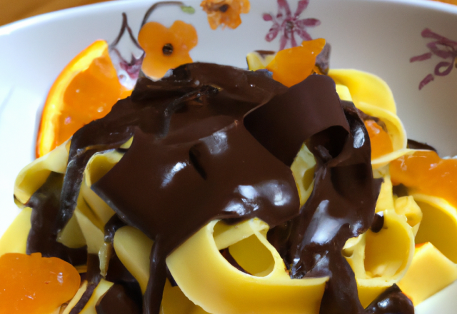 Tagliatelle à l'orange accompagné de sa sauce au chocolat