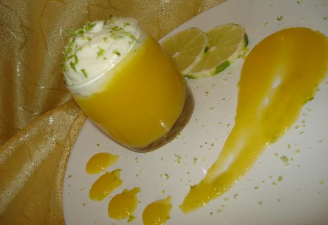 Cheese mousse à la lime et son coulis de mangue