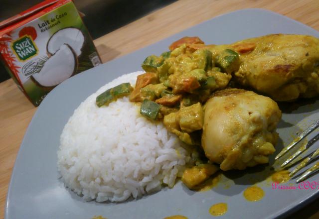 Poulet coco / curry et courgettes