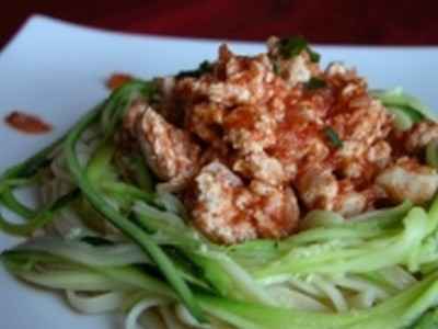 Spaghetti de courgettes et son hachis de dinde