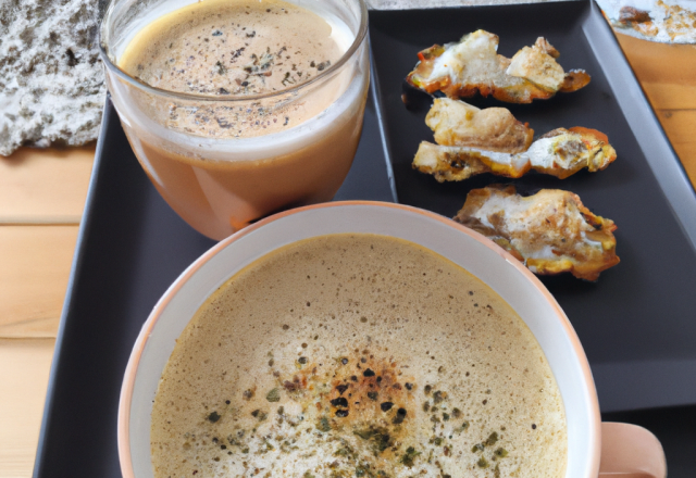 Cappucino d'huîtres au crémeux de chou-fleur