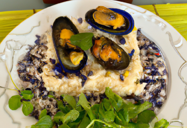 Moule à la savoyarde et son riz safrané