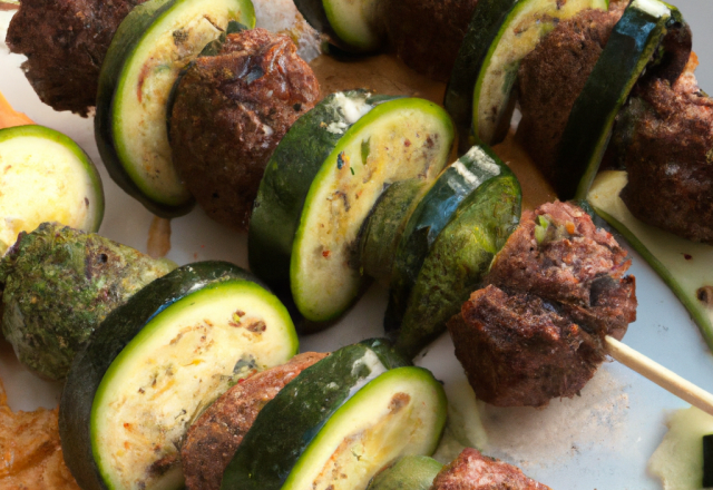 Brochettes de boulettes de bœuf et courgette