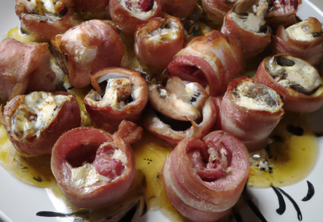 Champignons roulés au jambon