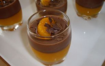 Verrines au flan chocolat et gélifié de mandarines