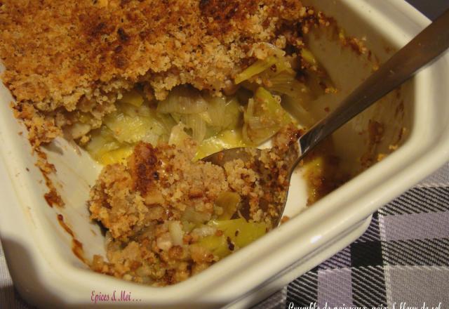 Crumble de poireaux aux noix & fleur de sel