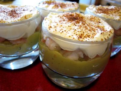 Verrine avocat mousse de citron crevette