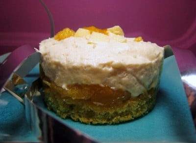 Gâteau à la mousse chocolat blanc - fève tonka et aux clémentines confites