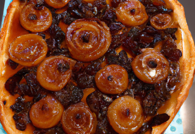 Tarte tatin à l'oignon et aux raisins secs