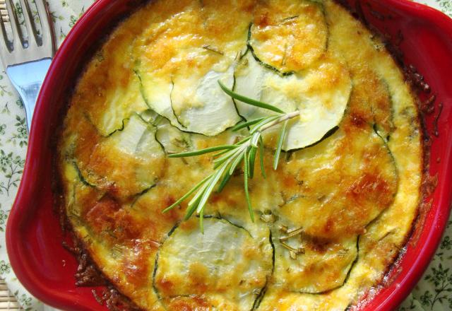 Clafoutis aux courgettes, romarin et fromage de brebis