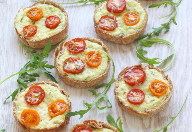 Mini tortilla quiche ricotta et tomates cerise