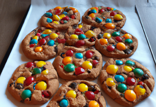 Cookies croquants aux smarties colorés