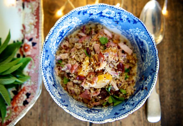 Salade de cranberries, abricots, noix de pecan et quinoa