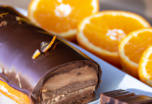 Bûche au chocolat, à l'orange et au grand marnier