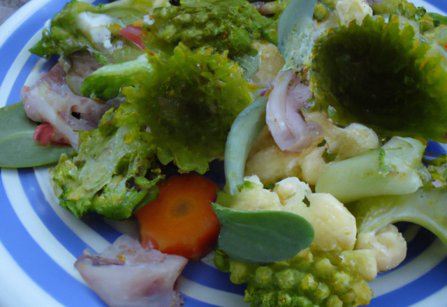 Salade de chou-fleur et brocoli aux fruits de mer