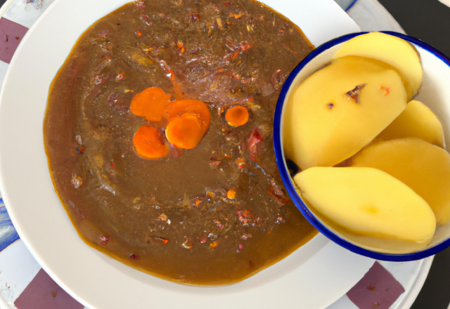 Soupe aux lentilles, patates douces et jus de carottes