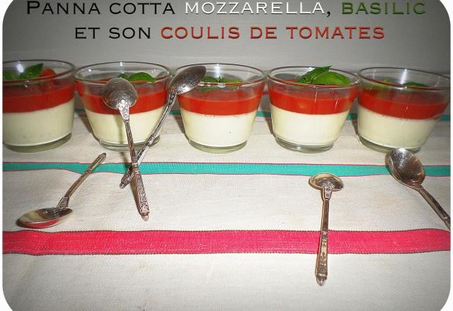 Panna cotta mozzarella, basilic et son coulis de tomates