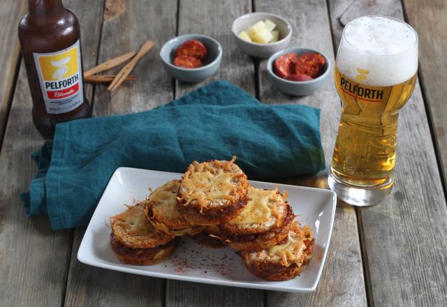 Mini-croques basques au chorizo et concassé de poivrons