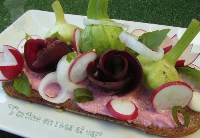 Tartine en rose et vert