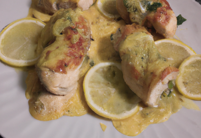 Escalopes de poulet roulées sauce citron