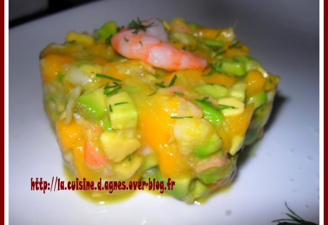 Tartare de crevettes mangue et avocats