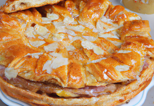 Galette des rois à la crème d'amandes saupoudrée de sucre glace