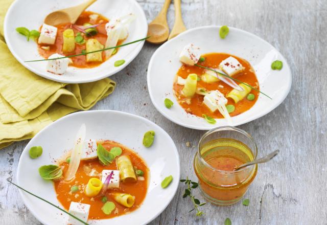 Velouté tomate-poivron au Carré Frais© légumes Tandoori