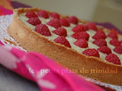 Tarte gourmande chocolat blanc et framboises