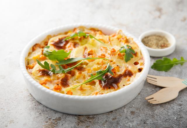 Gratin de céleri rave, pommes de terre et gorgonzola