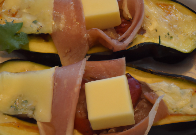 Aubergines en papillote au jambon et à l'emmental