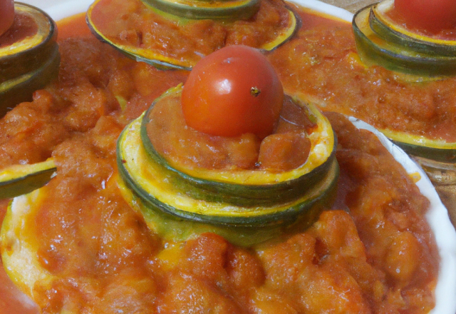 Puits de courgettes à la compotée de tomates