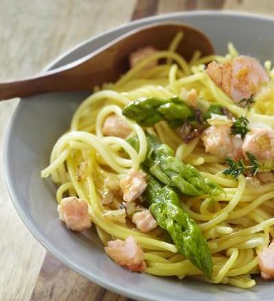 Spaghettis printaniers aux asperges vertes