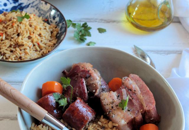 Petit salé riz & lentilles aux carottes