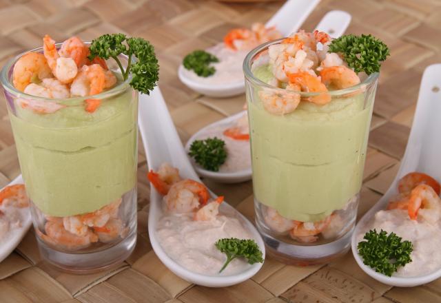 Verrines aux avocats et crevettes