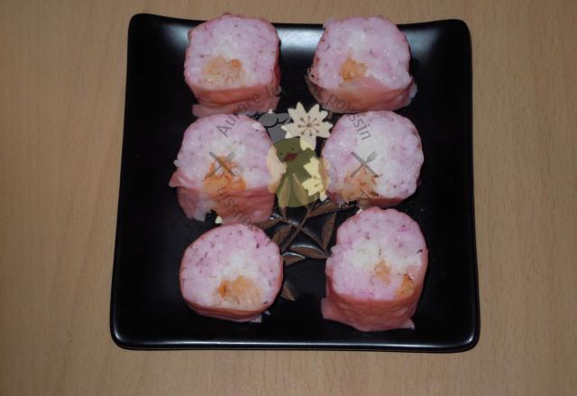 Maki rose de crabe et crevettes