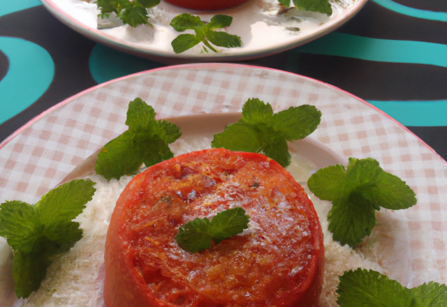 Tomates soufflées au Pur Brebis Pyrénées et à la menthe